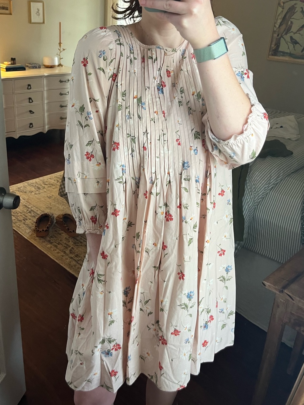 Madewell Floral Pintuck Babydoll Dress